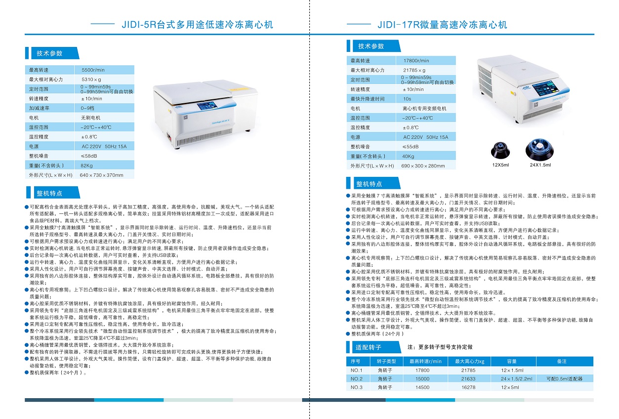 微量高速冷凍離心機JIDI-17R